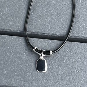 Vintage; Lia Sophia; Stainless Steel Necklace/Choker; Shiny Black Cord; NWOT